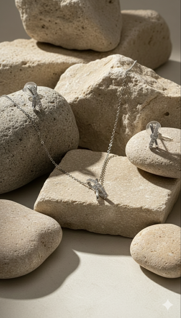 D’ORO-The Promise Set | Crossover Crystal Necklace & Earring Duo