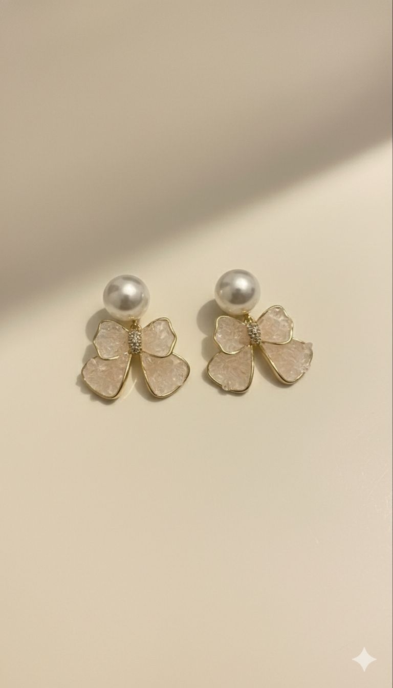 D’ORO—FIOCCO | Pearl & Textured Bow Statement Earrings