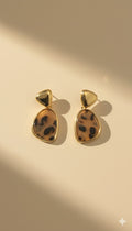 D'ORO-PANTHERA Gold Drop Earrings with Leopard Print