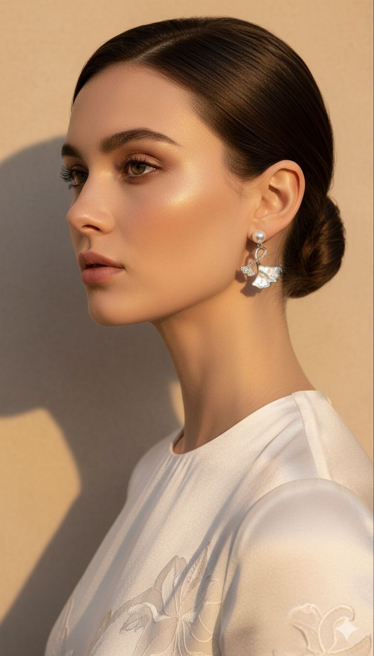 D’ORO—hope | Ginkgo Leaf & Mother-of-Pearl Drop Earrings