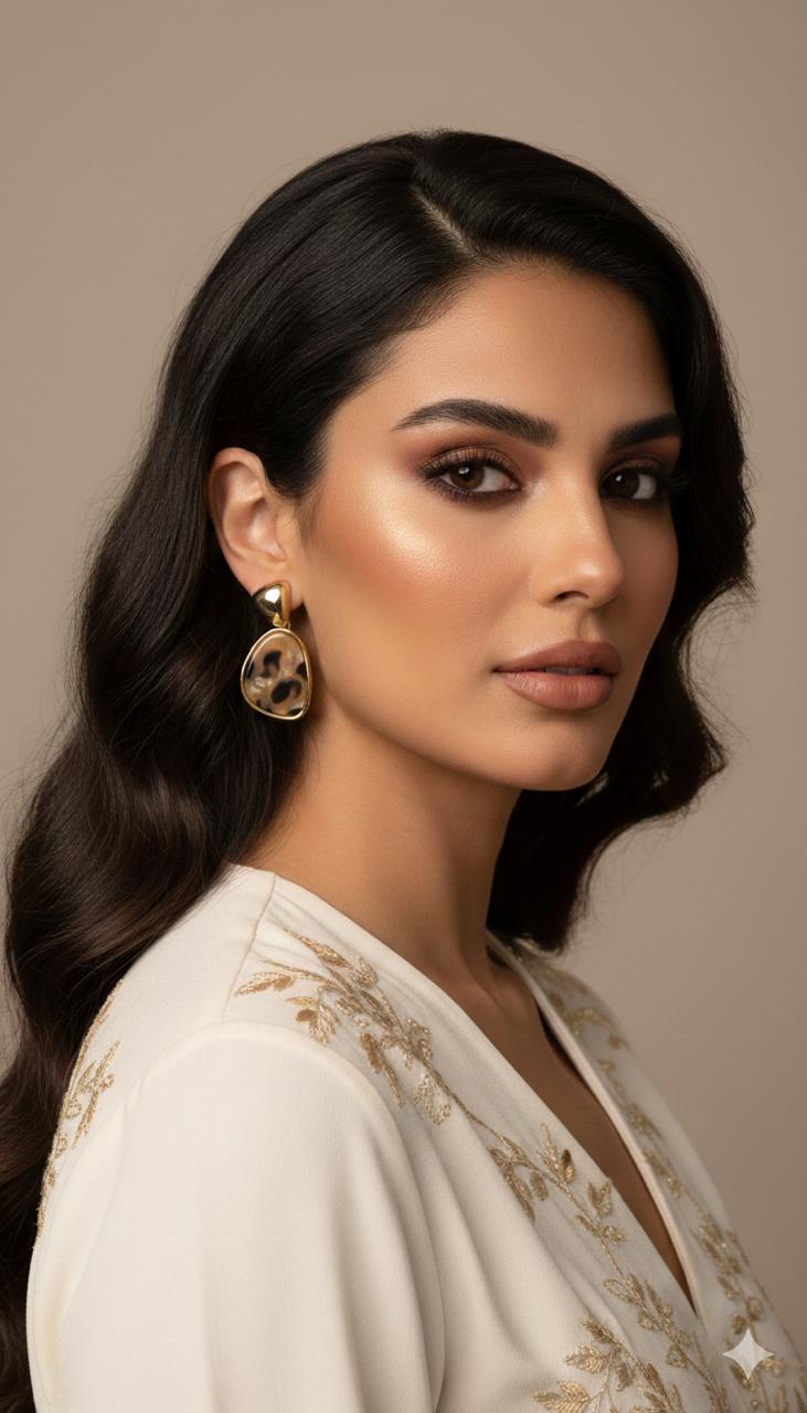 D'ORO-PANTHERA Gold Drop Earrings with Leopard Print